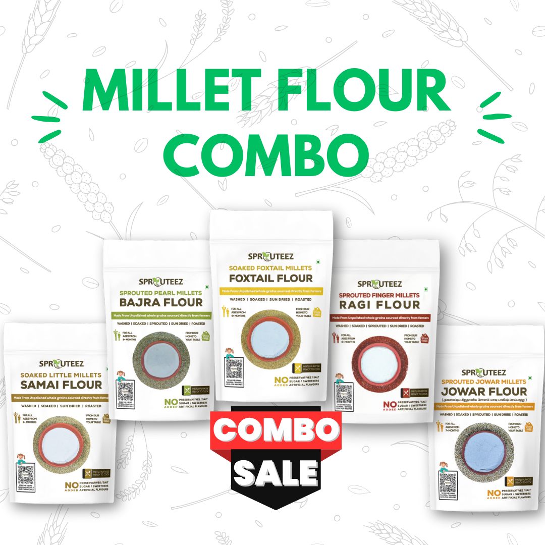 MIllet Flour combo pack which has 5 different sprouted millet flour