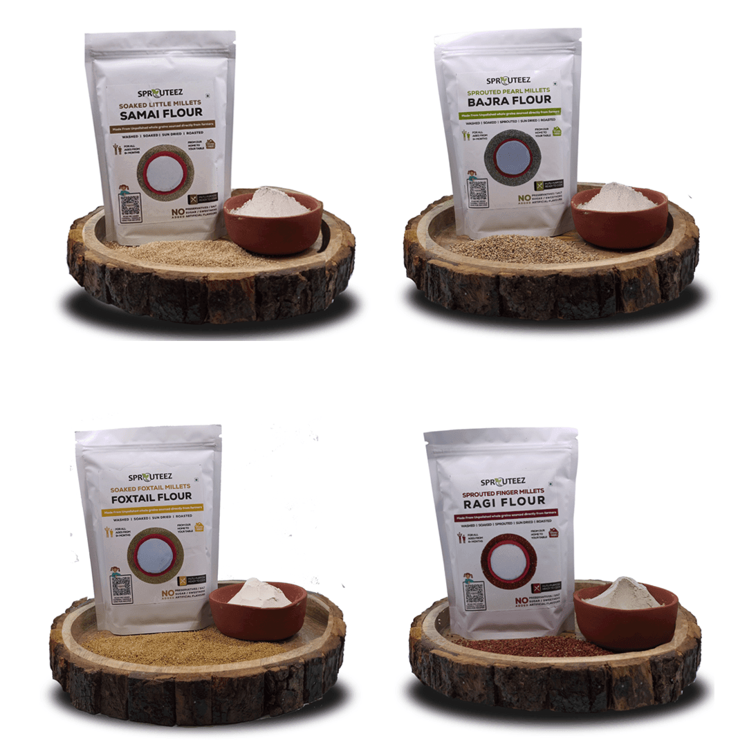 4 Millets Flour Combo Bajra Ragi Foxtail Millet Little Millet Sprouteez Store